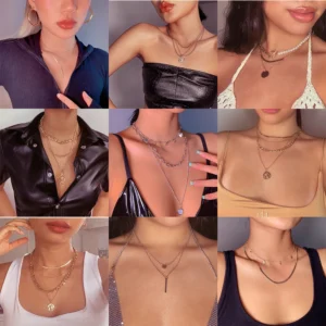 Asymmetric Lock Choker Necklace for Women – Chunky Gold-Plated Chain Jewelry