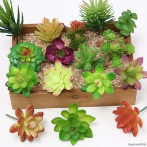 Mini Artificial Succulent Cactus – Fake Palm Bonsai Plant for Home & Table Decor