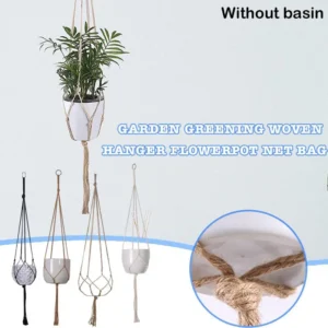 Macrame Plant Hanger – Woven Hemp Rope Flower Pot Holder for Home, Garden & Balcony