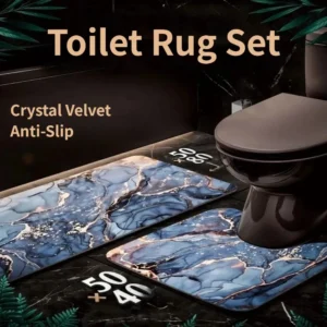 Marble Pattern Bathroom Rug Set – Anti-Slip, Water-Absorbing Toilet & Bath Mats, Multiple Sizes