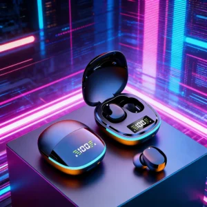 TWS Bluetooth Earbuds with Mic – LED Display Wireless Noise-Cancelling Headphones for Phone