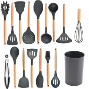 Wooden Handle Silicone Kitchen Utensil | Spatula, Turner & Spoon