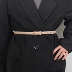 Women’s Adjustable Imitation Leather Belt – Thin Waist Belt for Dresses