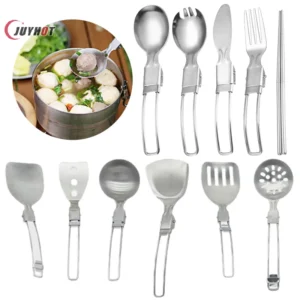 Portable 304 Stainless Steel Folding Kitchenware | Camping Turner & Spoon