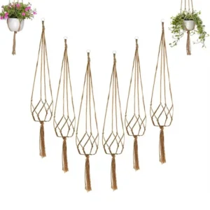 Handmade Macrame Plant Hanger – Woven Hemp Rope Hanging Flower Pot for Home & Garden