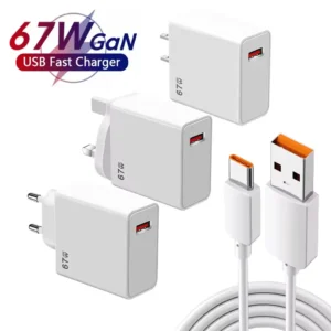 67W GaN USB-C Fast Charger with Type-C Cable – Xiaomi Travel Wall Adapter