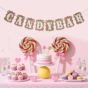 Candy Bar Themed Banner – Party Decoration for Weddings, Birthdays & Engagements