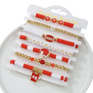 Boho Elastic Polymer Clay Bracelets for Women – Stacking Beaded Wristbands Set