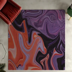 Colorful Contemporary Art Rug – Modern Marble Boho Area Rug for Home Decor
