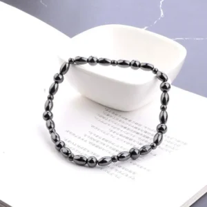 Magnetic Black Stone Anklet – Hematite Obsidian Slim Therapy Jewelry for Women & Men