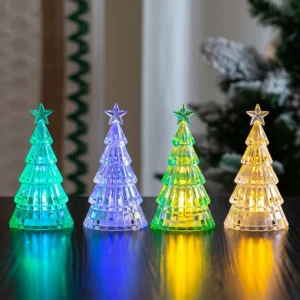 LED Glowing Glass Christmas Tree Ornament – Luminous Night Light for Home & Party Decor