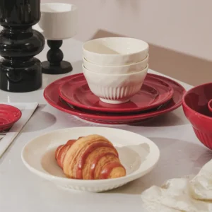 Red Festive Ceramic Dinnerware Set | Bowls, Plates & Dishes