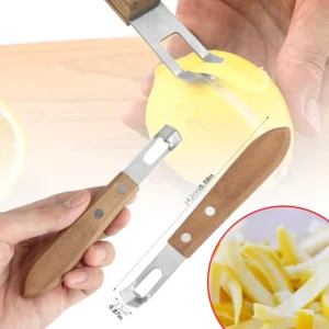 Stainless Steel Lemon Peeler | Rust-Proof Wood Handle Kitchen Tool