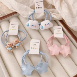 2Pcs Star Hair Ties – Soft Elastic No-Pull Hair Accessories for Children & Newborns
