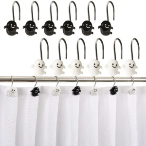 12PCS Stainless Steel Halloween Shower Curtain Hooks – Creative S-Type Hooks for Home & Kitchen