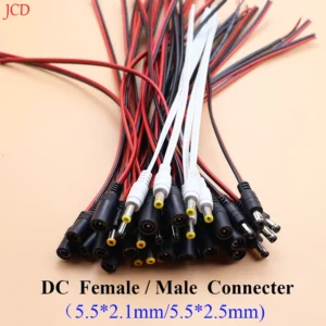 DC 12V Connector Cable Adapter 5.5×2.1 / 2.5mm – Male & Female for LED Strip & CCTV