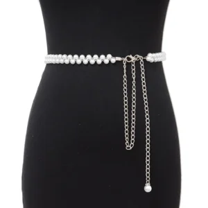 Women’s Pearl Waist Chain – Elegant Thin Belt for Dress Decoration