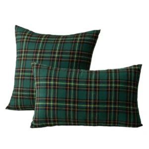 Christmas Plaid Throw Pillow Cover – Scottish Tartan Cushion Case for Farmhouse Décor (30x50cm, 1/2PCS)
