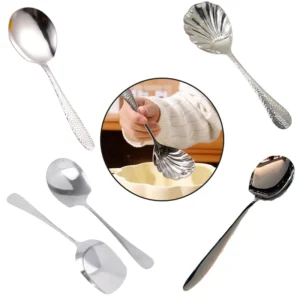 Shell-Shaped Stainless Steel Spoon | Long Handle Dessert & Ice Cream Ladle