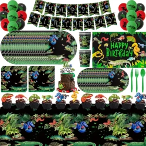 Animal Kingdom Reptile Party Supplies – Lizard & Snake Tableware, Banner & Balloons