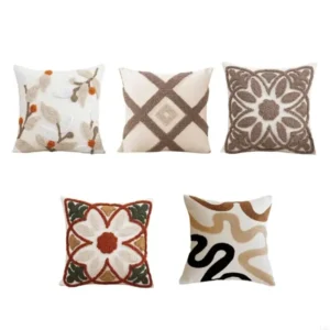 Modern Geometric Tufted Throw Pillowcase – Soft Cotton Linen Decorative Square Cushion Cover for Home Décor