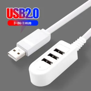 3-in-1 Multi-Port USB Extension Cable Hub – 0.3M / 1.2M Charging Adapter