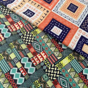 Geometric Ethnic Print Fabric – Traditional Pattern Polyester Decorative Cloth (1PC)