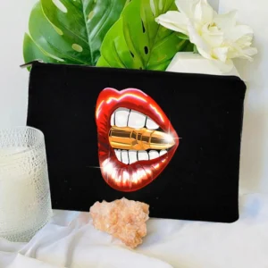 Mini Makeup Bag – Red Lips Print Cosmetic Clutch for Women