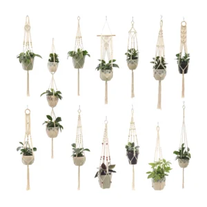 Handmade Macrame Plant Hanger – Hemp Rope Woven Flower Pot Holder for Home & Garden