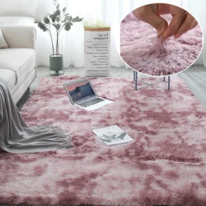 VIKAMA Tie-Dye Shaggy Rug – Fall & Winter Cozy Carpet for Living Room & Bedroom