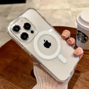 Magnetic Adsorption Clear iPhone Case – MagSafe & Wireless Charging Compatible