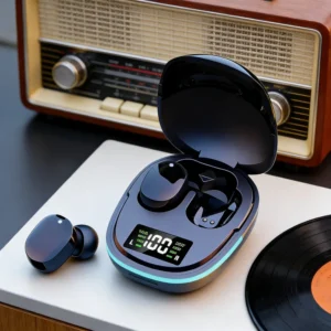 TWS Bluetooth Earbuds with Mic – LED Display Wireless Noise-Cancelling Headphones for Phones