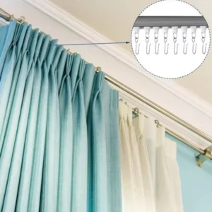 50PCS Ceiling & Curtain Hooks – Shower & Drapery Track Hangers for Bathroom & Home