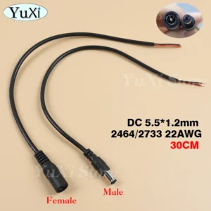 DC Power Connector Cable 5.5×2.5mm – Male & Female Copper Wire for LED Strip & Camera