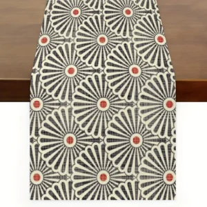 Japanese Pattern Table Runner – Rustic Farmhouse Kitchen & Dining Decor