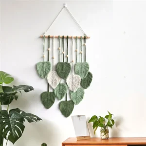 Leaf Macrame Wall Hanging – Boho Woven Wall Tapestry for Home, Room & Wedding Decor