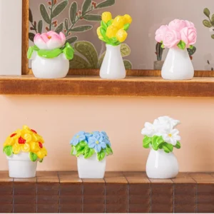 Mini Artificial Succulent Plants – Fake Flower Pot for Desktop & Dollhouse Decor (1/6pcs)