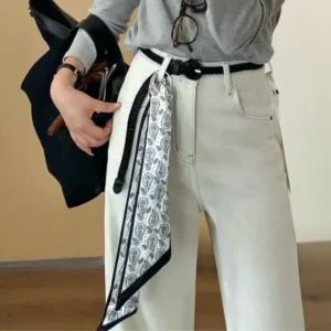 Women’s Ribbon Belt – Silk Scarf Waist Belt with Bow, Y2K Ethnic Style
